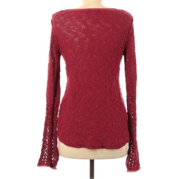 American rag boho v neck bohemian knit pullover top red sweater medium women’s - Picture 2 of 5